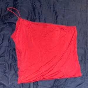 One shoulder pink shirt